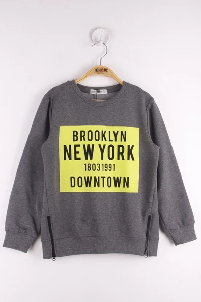 Toontoy Erkek Çocuk Brooklyn Baskılı Fermuar Detaylı Sweatshirt ürün görseli 1