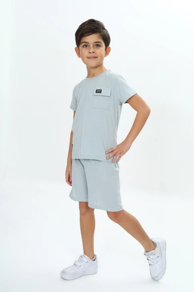 Toontoy Erkek Çocuk Göğsü Cepli Armalı Şortlu Takım - Resim 4