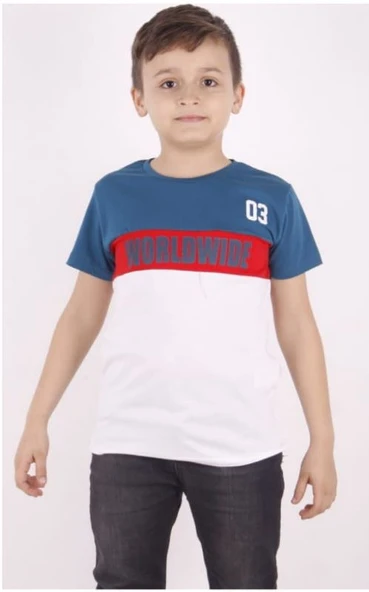 Toontoy Erkek Çocuk Worldwıde Yazı Baskılı Tişört - Resim 2