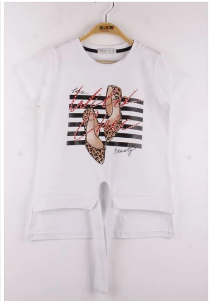 Toontoy Kız Çocuk Leopar Desenli Ayakkabı Baskılı Tişört - 3