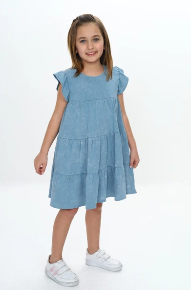 Toontoy Kız Çocuk Yıkamalı Elbise - 8