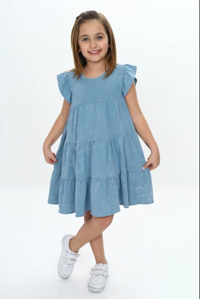 Toontoy Kız Çocuk Yıkamalı Elbise - 9