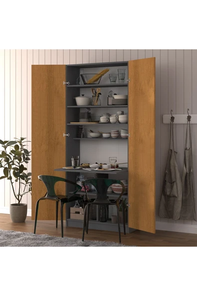 Sonamo Modern Dolaplı Çalışma Masası Kitaplıklı Raflı Bilgisayar Ofis Ders Çalışma Yemek Masası  Petra-Antrasit ürün görseli