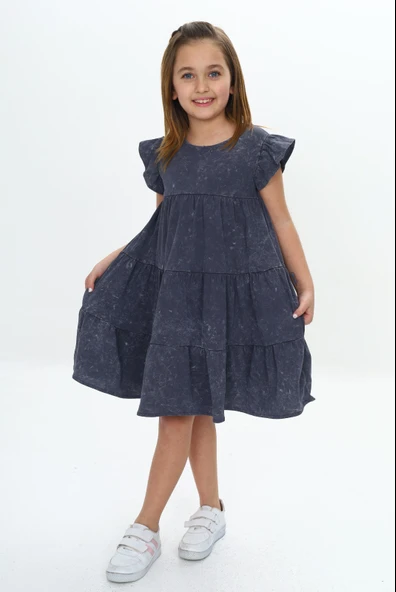 Toontoy Kız Çocuk Yıkamalı Elbise - 2