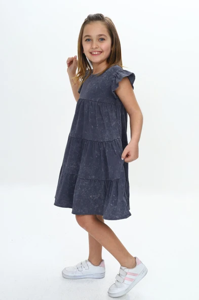 Toontoy Kız Çocuk Yıkamalı Elbise - 3