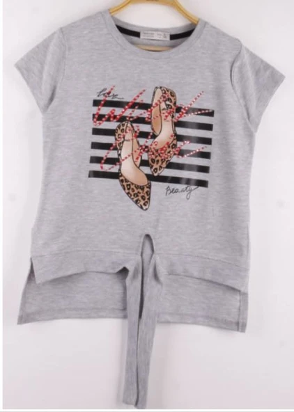 Toontoy Kız Çocuk Leopar Desenli Ayakkabı Baskılı Tişört - 4