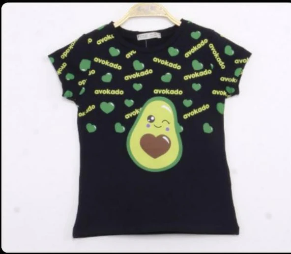 Toontoy Kız Çocuk Avokado Baskılı Tişört - 3