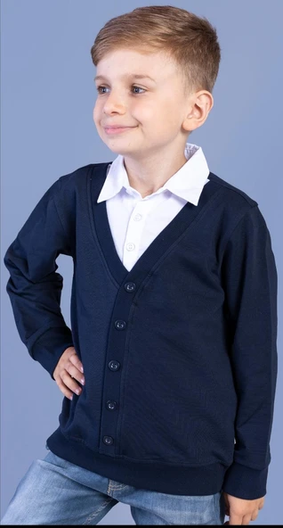 Toontoy Erkek Çocuk Düğmeli Okul Hırka - 3