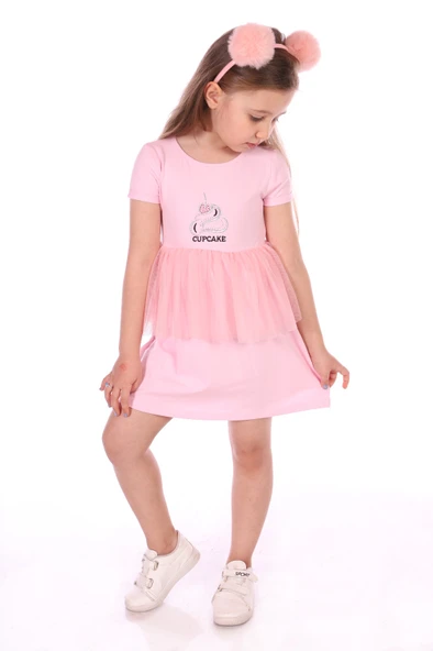 Toontoy Kız Bebek Cup Cake Nakışlı Elbise - 5