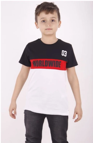 Toontoy Erkek Çocuk Worldwıde Yazı Baskılı Tişört ürün görseli 1