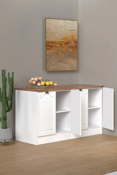 160 Cm %100 MDF Greena White Ada Mutfak, Modern Mutfak Adası, Mutfak Yemek Masası, Bar Masası - 5