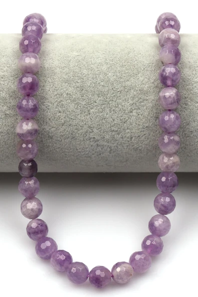 Lavander Ametist Doğaltaş Dizi 8 mm Fasetli Küre Kesim - Resim 2