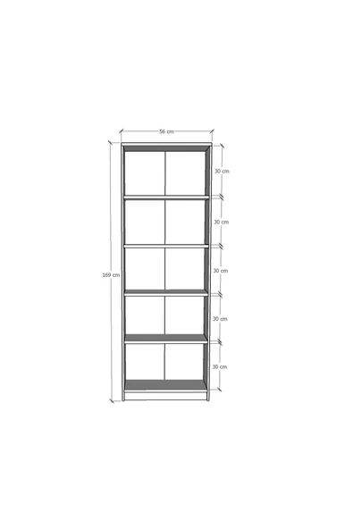 5 Raflı (5 BÖLMELİ) Kitaplık Çalışma Odası Ofis Modern Dekoratif Kitaplık  Petra - Resim 4