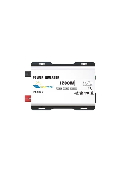 URETECH 1200 Watt 12v Tam Sinüs Inverter 1500 Watt 12v-220v Uyumlu Invertör ürün görseli 1