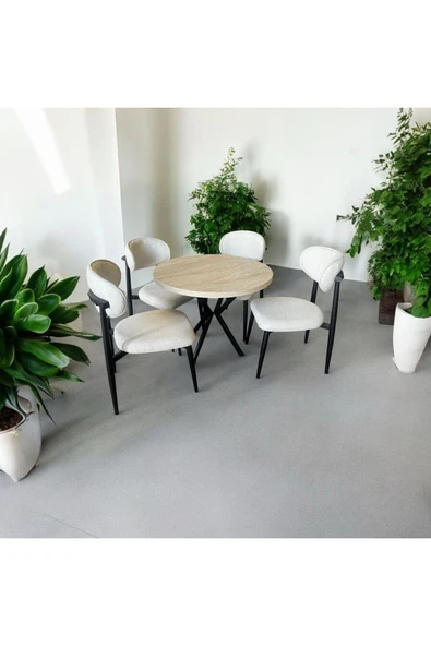 Dekoroom's Siyah Polo Sandalye Takımı , 90*90 Masa , Mutfak Masası Takımı , Yemek Odası Takımı ürün görseli