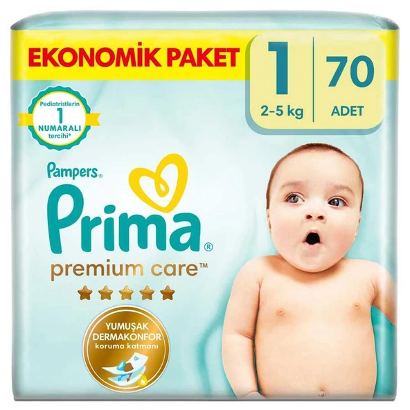 Bebek Bezi Premium Care 1 Beden Yenidoğan Ekonomik Paket 2-5 kg 70 Adet - 1