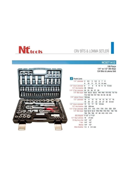 NT TOOLS NCSET 1412 108 PCS LOKMA SETİ - Resim 2
