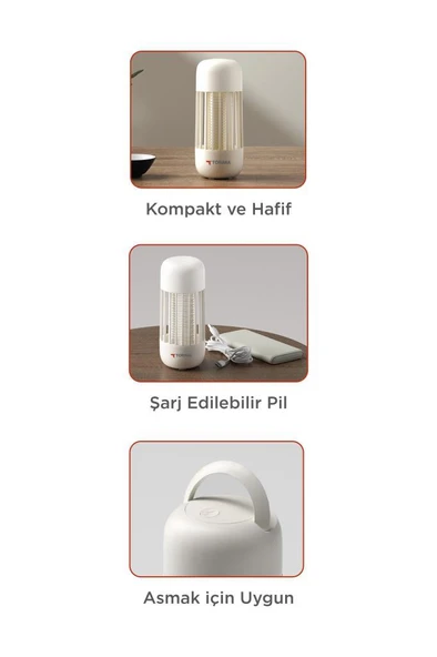 Torima SSK-11 Beyaz Şarjlı Uv Işıklı Elektrikli Sivrisinek Öldürücü Lamba Sinek Kovucu Sineksavar - Resim 3