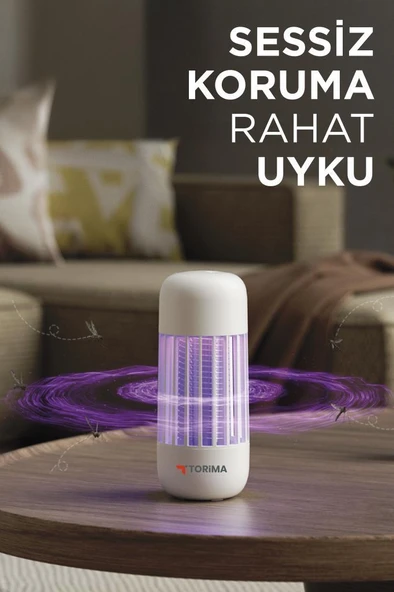 Torima SSK-11 Beyaz Şarjlı Uv Işıklı Elektrikli Sivrisinek Öldürücü Lamba Sinek Kovucu Sineksavar - Resim 5