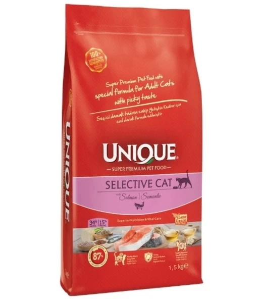 Unique Selective Cat  Somonlu Yetişkin Kedi Maması 1,5 kg - 1