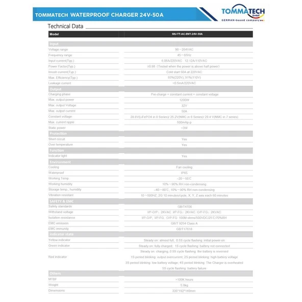 TommaTech Batarya Şarj Ünitesi Entegre 24V-50A - Resim 2