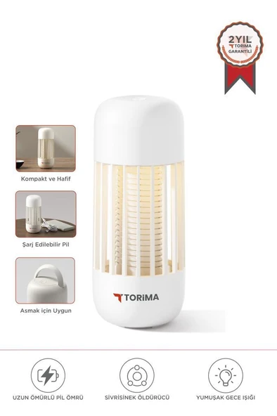 Torima SSK-11 Beyaz Şarjlı Uv Işıklı Elektrikli Sivrisinek Öldürücü Lamba Sinek Kovucu Sineksavar ürün görseli