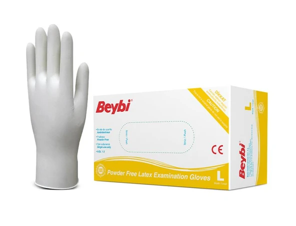 Beybi Lateks Pudrasız Muayene Eldiveni L 100 Lü
