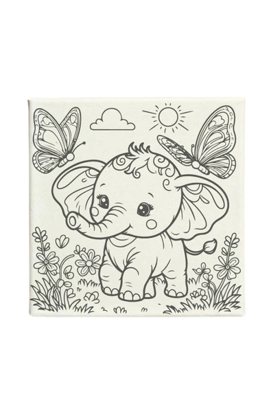 dudugift OKUL Etkinliği-2'li Tuval Boyama Seti. 20x20 Cm Uv Baskı 6 Akrilik Boya 1 Fırça-model-341 - Resim 2