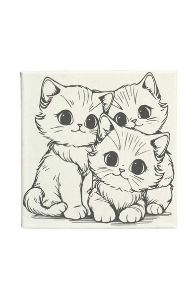 dudugift OKUL Etkinliği-2'li Tuval Boyama Seti. 20x20 Cm Uv Baskı 6 Akrilik Boya 1 Fırça-model-387 - 3