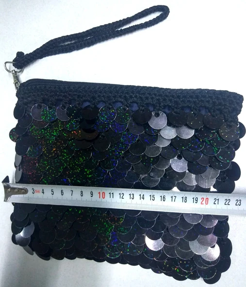 Pullu Clucht Çanta Siyah Renk - 3