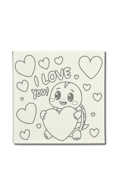 dudugift OKUL Etkinliği-2'li Tuval Boyama Seti. 20x20 Cm Uv Baskı 6 Akrilik Boya 1 Fırça-model-393 - 3