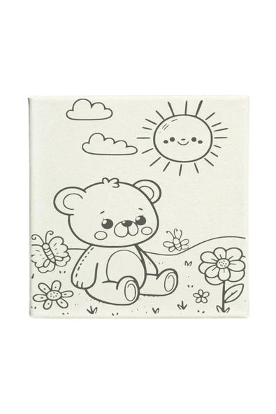 dudugift OKUL Etkinliği-2'li Tuval Boyama Seti. 20x20 Cm Uv Baskı 6 Akrilik Boya 1 Fırça-model-266 - Resim 2