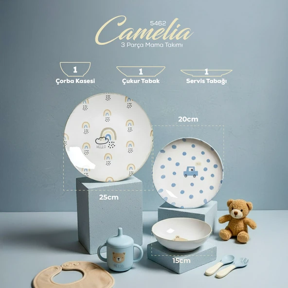 GÜRAL PORSELEN Camelia 3 Parça Mama Takımı 5462 - 4