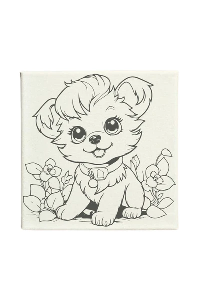 dudugift OKUL Etkinliği-2'li Tuval Boyama Seti. 20x20 Cm Uv Baskı 6 Akrilik Boya 1 Fırça-model-275 - Resim 3