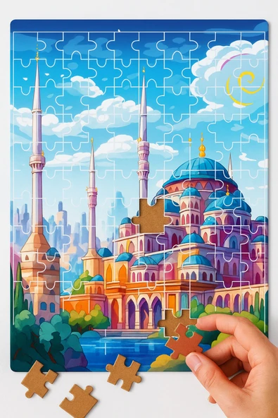 dudugift 140 PARÇA AHŞAP PUZZLE TABLO. 25X35 CM ÖLÇÜLERİNDE. ASKI APARATI İLE. KALİTELİ UV BASKI MODEL-2 ürün görseli