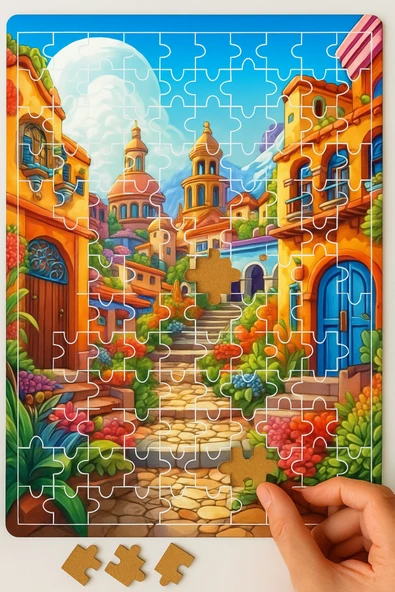 dudugift 140 PARÇA AHŞAP PUZZLE TABLO. 25X35 CM ÖLÇÜLERİNDE. ASKI APARATI İLE. KALİTELİ UV BASKI MODEL-13