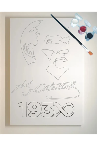 dudugift OKUL Etkinliği Atatürk Ve Türk Bayrağı Boyama Seti- 17,5 X25 Cm Tuval 3 Boya 1 Fırça- OKUL Etkinliği - 5