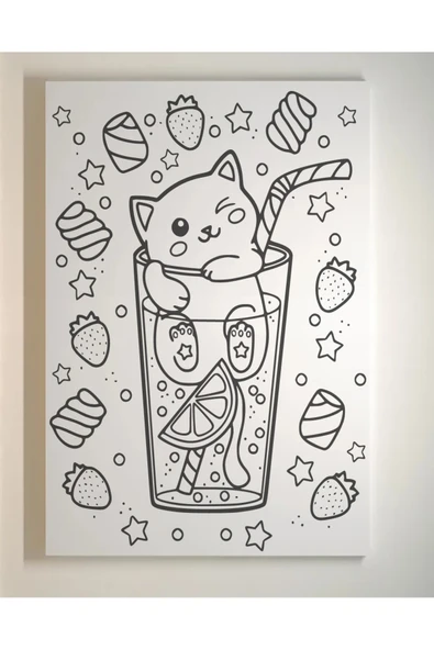 dudugift 6 Adet 25 x 35 cm UV Baskılı Tuval Boyama Seti BOYASIZ FIRÇASIZ SET-1 - 5