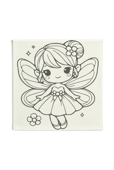 dudugift OKUL Etkinliği-2'li Tuval Boyama Seti. 20x20 Cm Uv Baskı 6 Akrilik Boya 1 Fırça-model-365 - 3