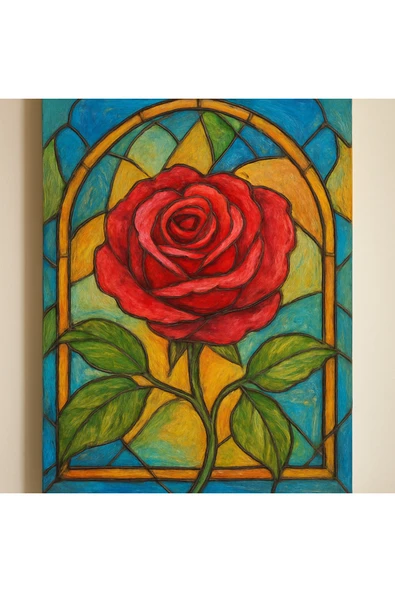 dudugift Elmas Çiçek Boyama Seti. 25x35 cm ebatlarında. UV Baskı 6 ana renk boya ve 2 adet fırça MODEL-19 - 3