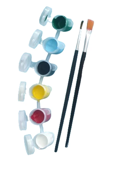 dudugift 25x35 Resimli Tuval Çocuk Boyama Seti- ÇİÇEKLER renk akrilik boya ve 2 fırça adet fırça - 5