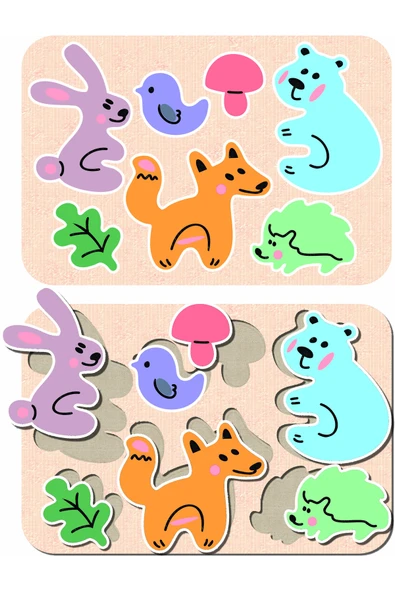 dudugift 6'lı SET Ahşap KARAKTER PUZZLE 6 Farklı Model. Ahşap Kesim 6'lı SET - 2