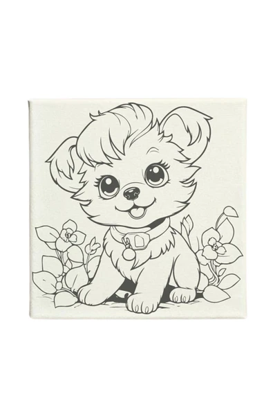 dudu ahşap OKUL - Aile Etkinliği-2'li Tuval Boyama Seti. 20x20 Cm Uv Baskı 6 Akrilik Boya 1 Fırça - 2