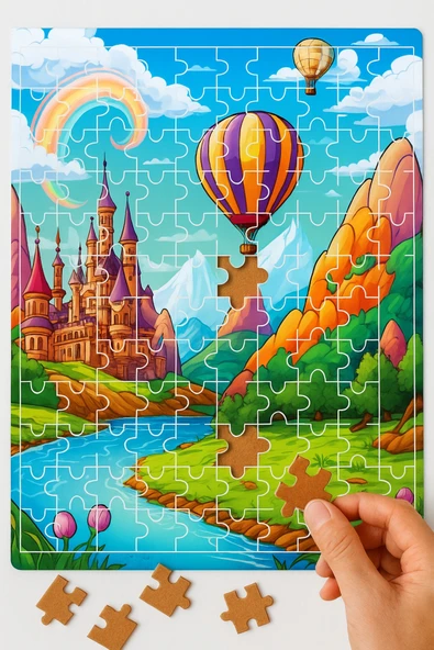 dudugift 140 PARÇA AHŞAP PUZZLE TABLO. 25X35 CM ÖLÇÜLERİNDE. ASKI APARATI İLE. KALİTELİ UV BASKI MODEL-3 ürün görseli