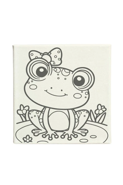 dudugift OKUL Etkinliği-2'li Tuval Boyama Seti. 20x20 Cm Uv Baskı 6 Akrilik Boya 1 Fırça-model-282 - 3