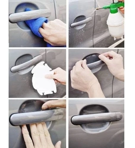 9lu Set Araba Kapı Kolu Koruyucu Çizilme Önleyici Şeffaf Sticker Film Koruma Seti - 3