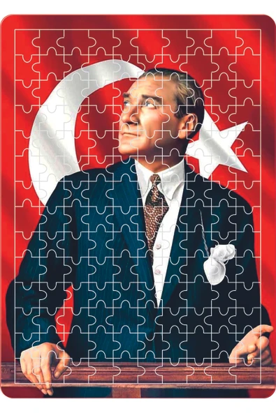 dudugift 140 PARÇA AHŞAP PUZZLE TABLO. 25X35 CM ÖLÇÜLERİNDE. ASKI APARATI İLE.KALİTELİ UV BASKI MODEL-ATATÜRK - Resim 2