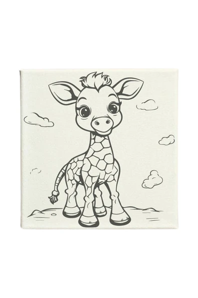 dudugift OKUL Etkinliği-2'li Tuval Boyama Seti. 20x20 Cm Uv Baskı 6 Akrilik Boya 1 Fırça-model-280 - Resim 3