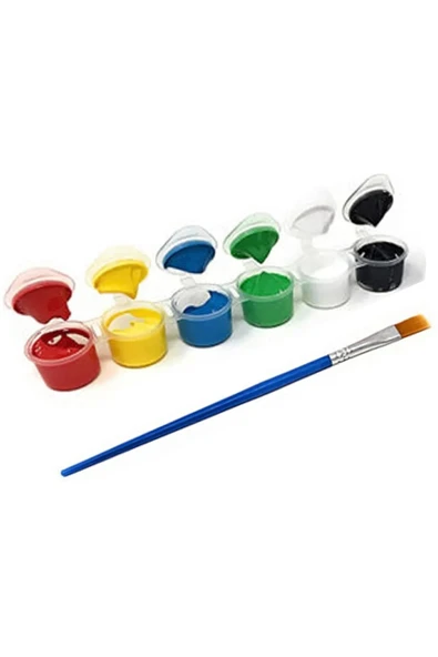 dudu ahşap 2'li Tuval Boyama Seti. 20x20 CM UV baskı sevimli karakterler + 6 Akrilik Boya + 1 Fırça - 4