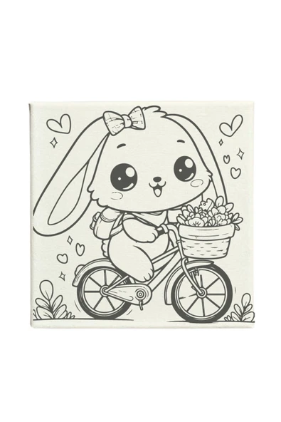 dudugift OKUL Etkinliği-2'li Tuval Boyama Seti. 20x20 Cm Uv Baskı 6 Akrilik Boya 1 Fırça-model-229 - 3